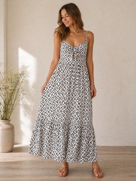 Banana Republic Dresses & Skirts - Banana Republic Black White Midi Dress NWT Size L Modest Babydoll Prairie